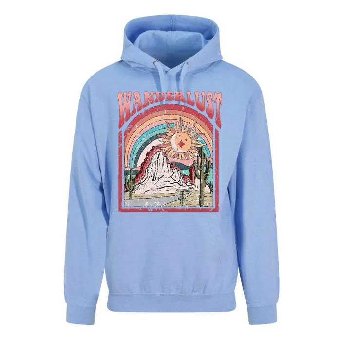 Retro Wanderlust Desert Cactus Wander Boho Adventure Western Unisex Surf Hoodie