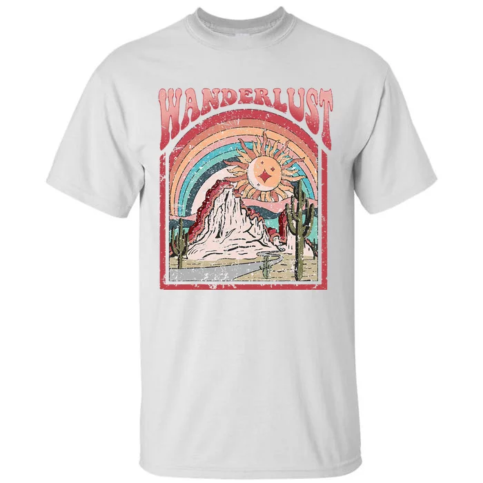 Retro Wanderlust Desert Cactus Wander Boho Adventure Western Tall T-Shirt