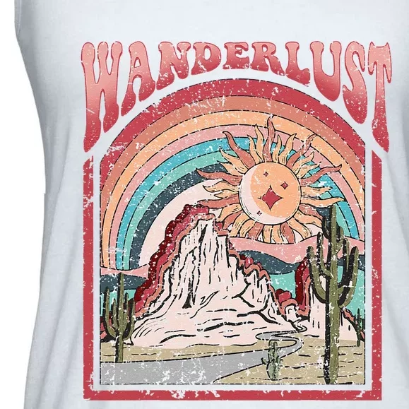 Retro Wanderlust Desert Cactus Wander Boho Adventure Western Ladies Essential Flowy Tank