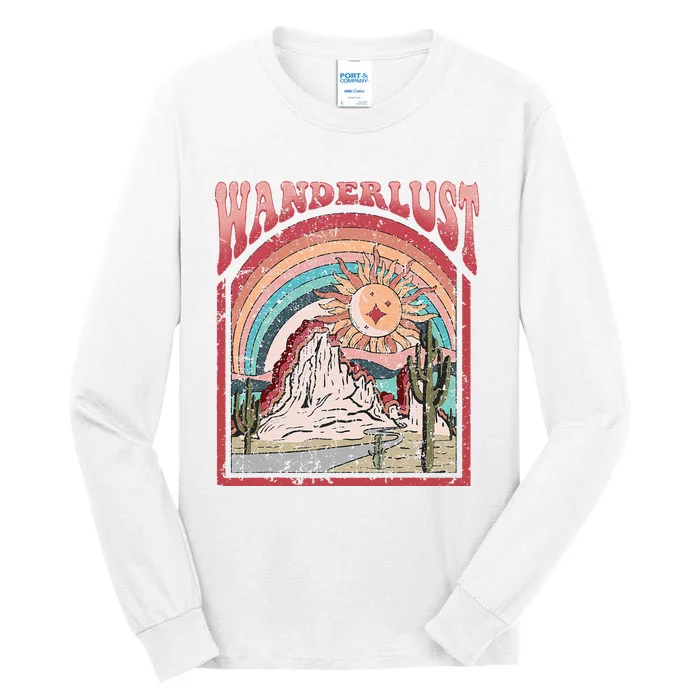 Retro Wanderlust Desert Cactus Wander Boho Adventure Western Tall Long Sleeve T-Shirt