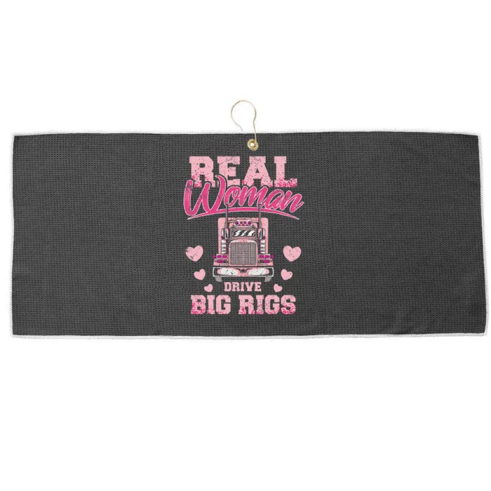 Real Woman Drive Big Rigs Trucker Large Microfiber Waffle Golf Towel