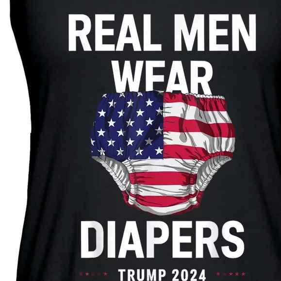 Real Wear Diapers Trump 2024 Funny Wear Diapers Ladies Essential Flowy Tank