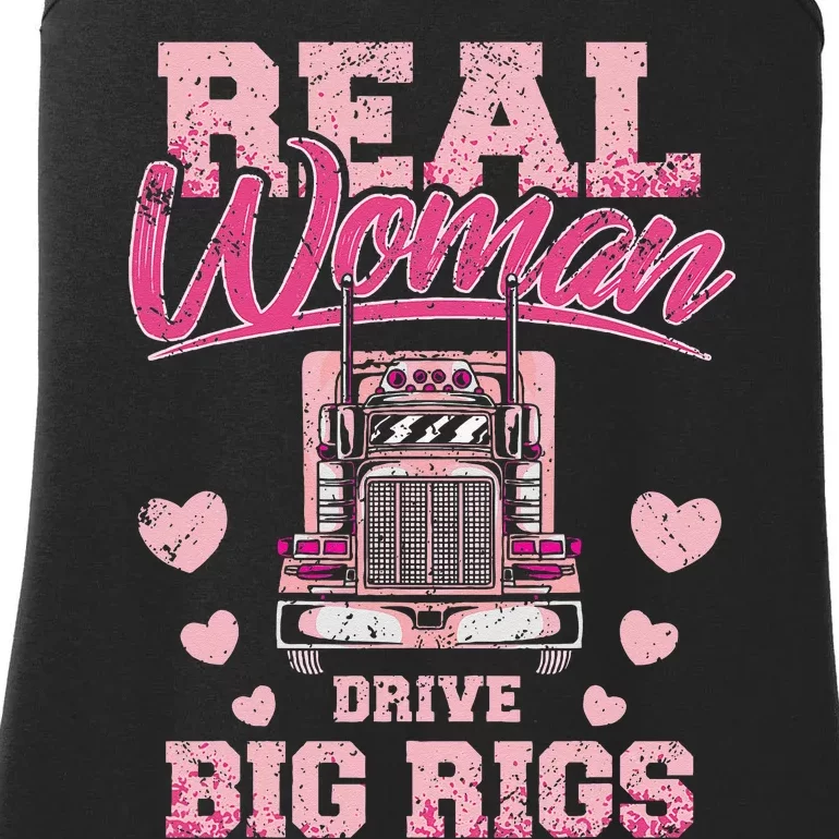 Real Woman Drive Big Rigs Trucker Girl Ladies Essential Tank