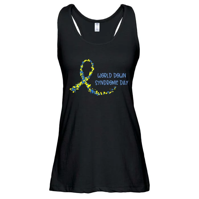 Ribbon World Down Syndrome Day Ladies Essential Flowy Tank