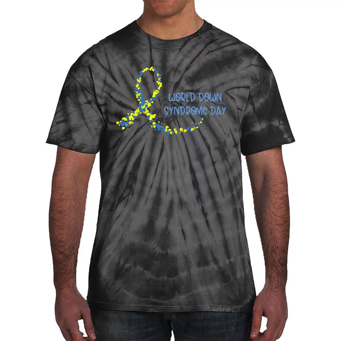 Ribbon World Down Syndrome Day Tie-Dye T-Shirt