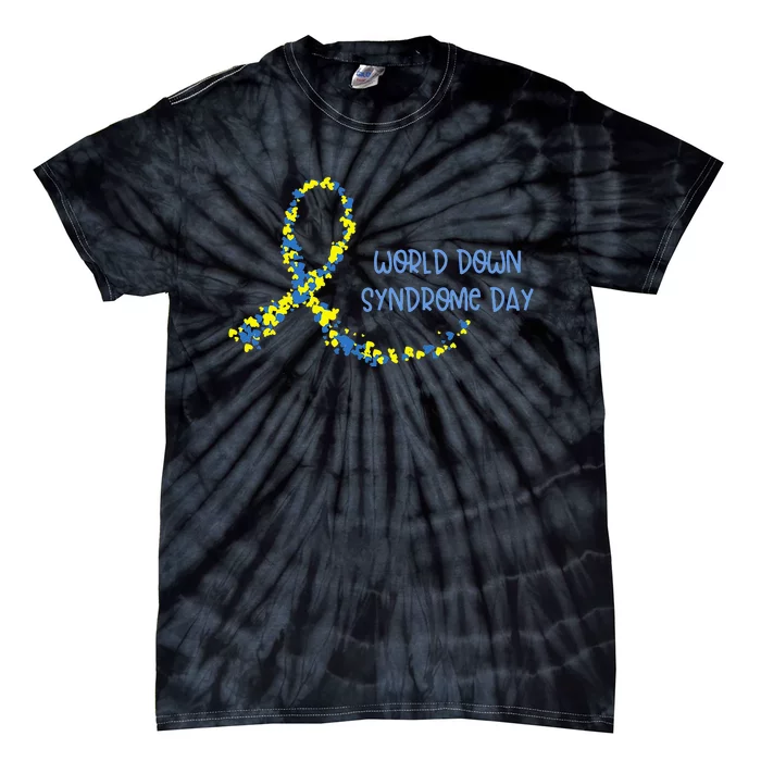 Ribbon World Down Syndrome Day Tie-Dye T-Shirt