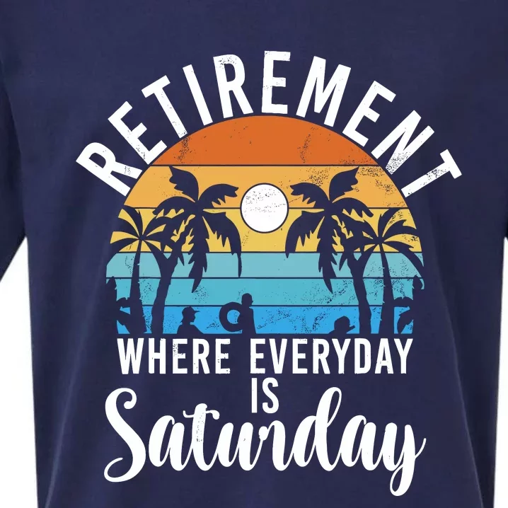 Retirement Where Everyday Is Saturday Funny Retired Sueded Cloud Jersey T-Shirt