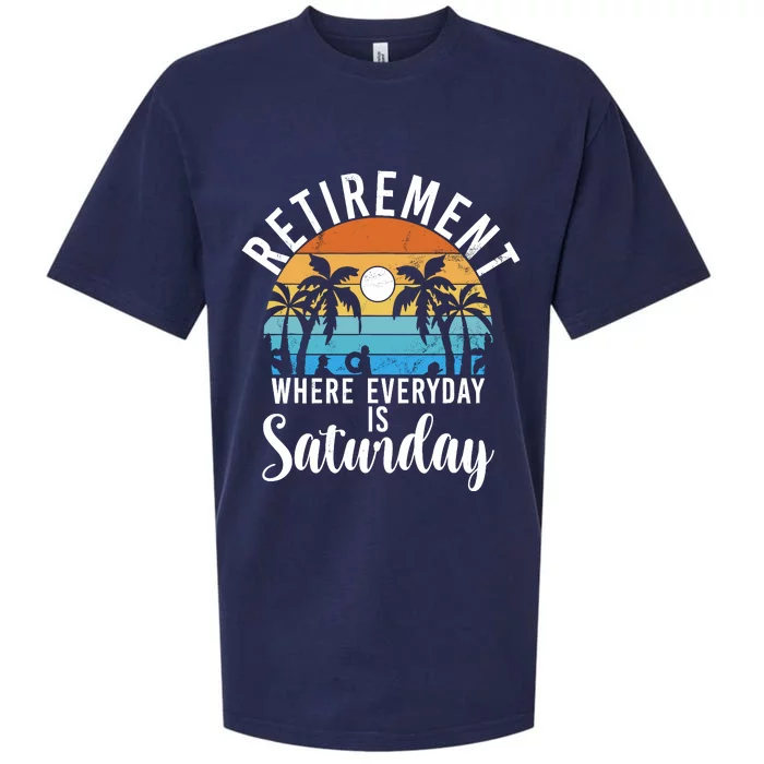 Retirement Where Everyday Is Saturday Funny Retired Sueded Cloud Jersey T-Shirt