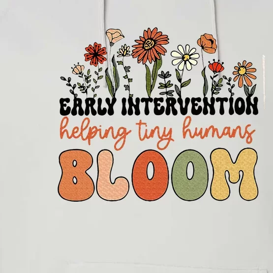 Retro Wildflower Early Intervention Helping Tiny Human Bloom Performance Fleece Hoodie