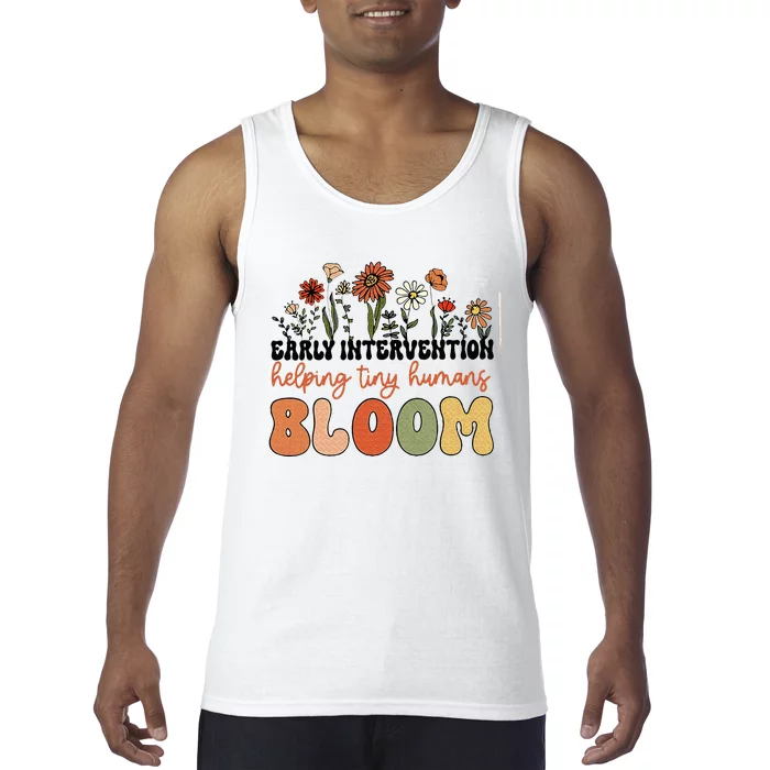 Retro Wildflower Early Intervention Helping Tiny Human Bloom Tank Top