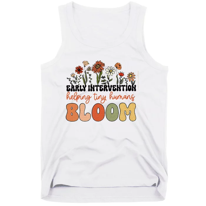 Retro Wildflower Early Intervention Helping Tiny Human Bloom Tank Top