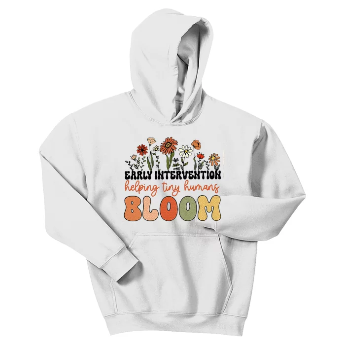 Retro Wildflower Early Intervention Helping Tiny Human Bloom Kids Hoodie