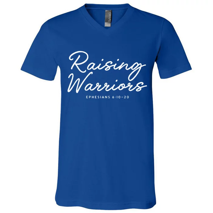 Raising Warriors Ephesians 6 10 20 V-Neck T-Shirt