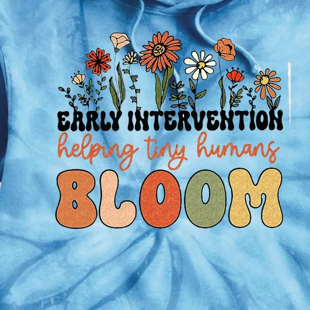 Retro Wildflower Early Intervention Helping Tiny Human Bloom Tie Dye Hoodie