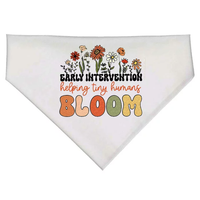 Retro Wildflower Early Intervention Helping Tiny Human Bloom USA-Made Doggie Bandana