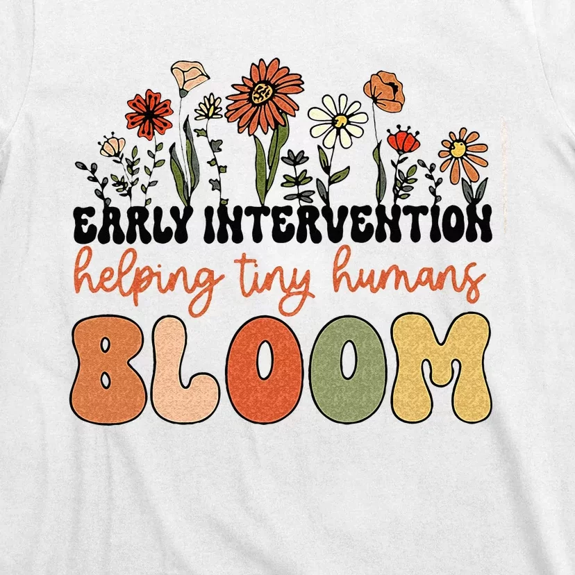 Retro Wildflower Early Intervention Helping Tiny Human Bloom T-Shirt