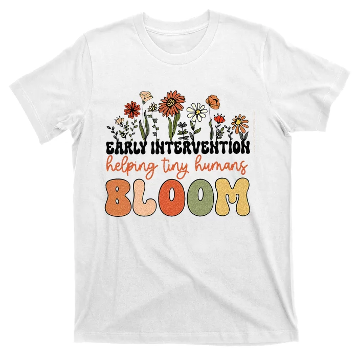 Retro Wildflower Early Intervention Helping Tiny Human Bloom T-Shirt