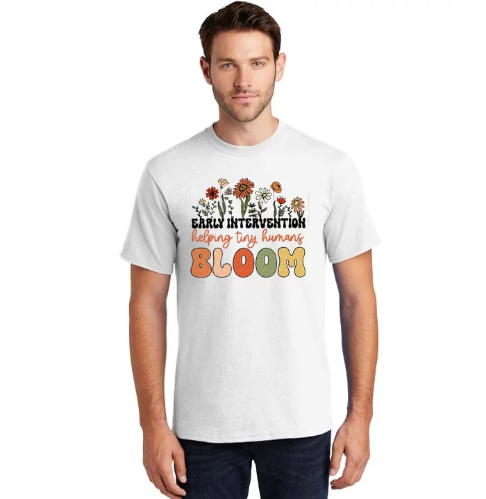 Retro Wildflower Early Intervention Helping Tiny Human Bloom Tall T-Shirt