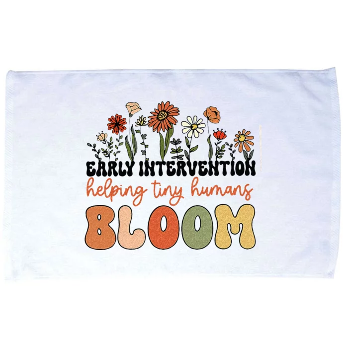 Retro Wildflower Early Intervention Helping Tiny Human Bloom Microfiber Hand Towel