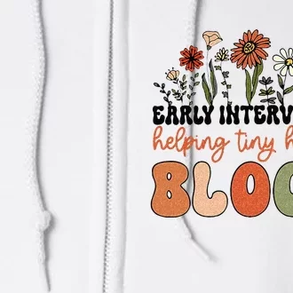 Retro Wildflower Early Intervention Helping Tiny Human Bloom Full Zip Hoodie