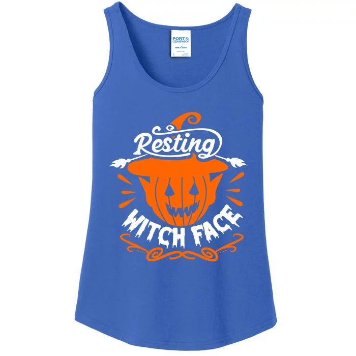 Resting Witch Face Pumpkin Halloween Witch Art Funny Gift Ladies Essential Tank