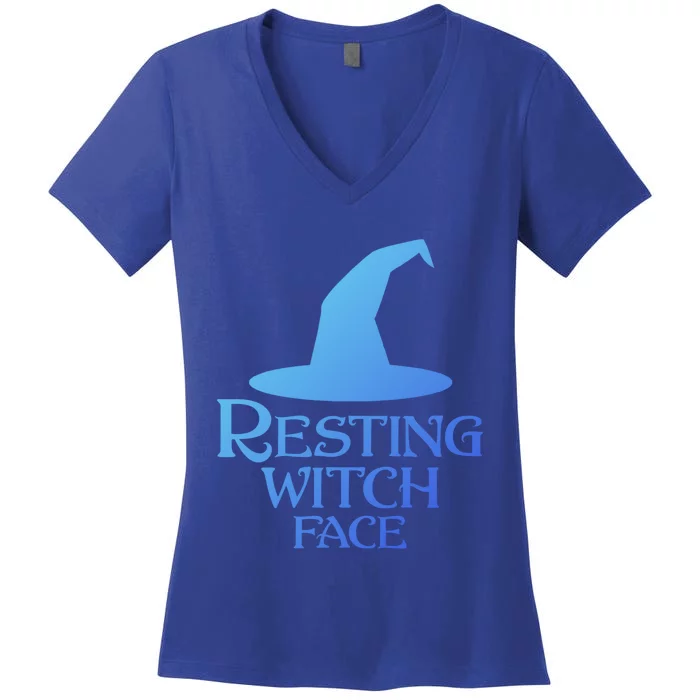 Resting Witch Face Silly Halloween Gift Women's V-Neck T-Shirt