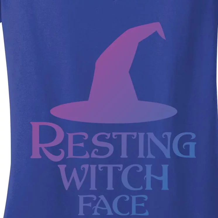 Resting Witch Face Silly Halloween Gift Women's V-Neck T-Shirt