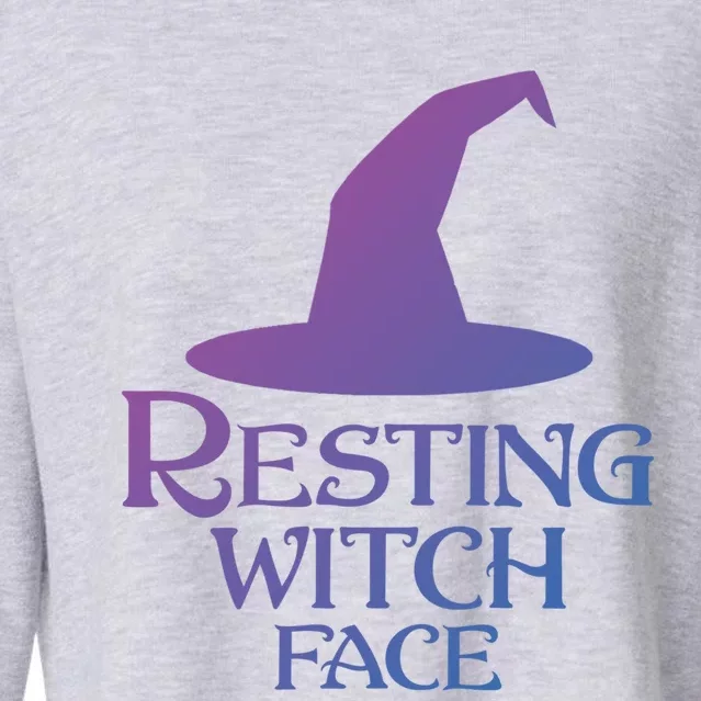 Resting Witch Face Silly Halloween Gift Cropped Pullover Crew