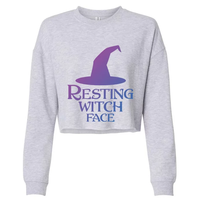 Resting Witch Face Silly Halloween Gift Cropped Pullover Crew