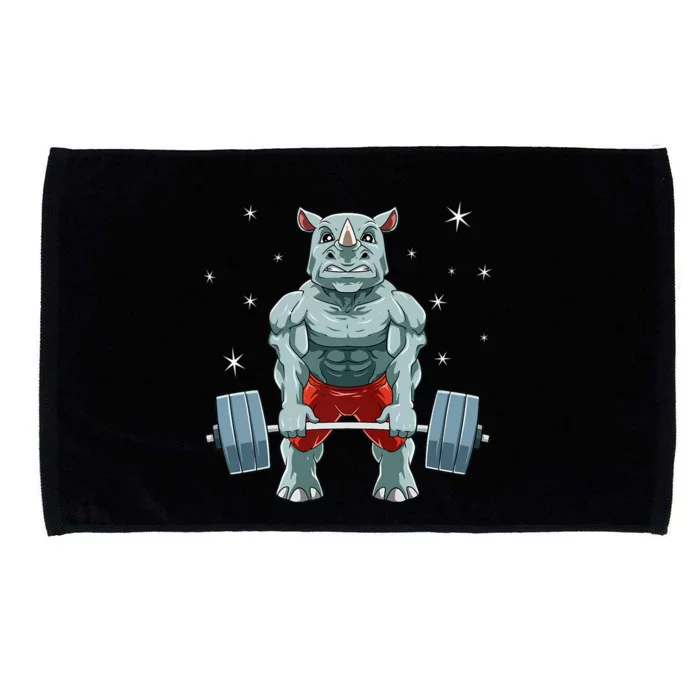 Rhino Weightlifting Fitness Gym For A Rhino Lover Premium Microfiber Hand Towel