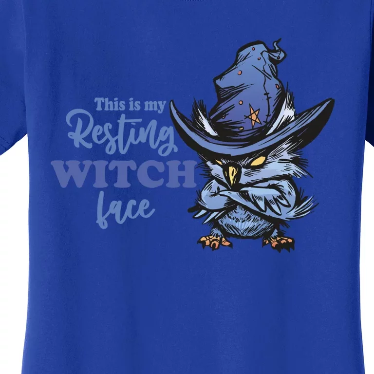 Resting Witch Face Funny Halloween Owl And Witch Hat Gift Women's T-Shirt