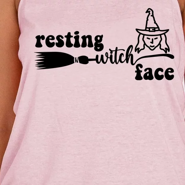 Resting Witch Face Funny Halloween Women's Knotted Racerback Tank