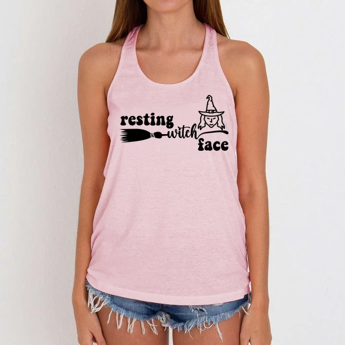 Resting Witch Face Funny Halloween Women's Knotted Racerback Tank