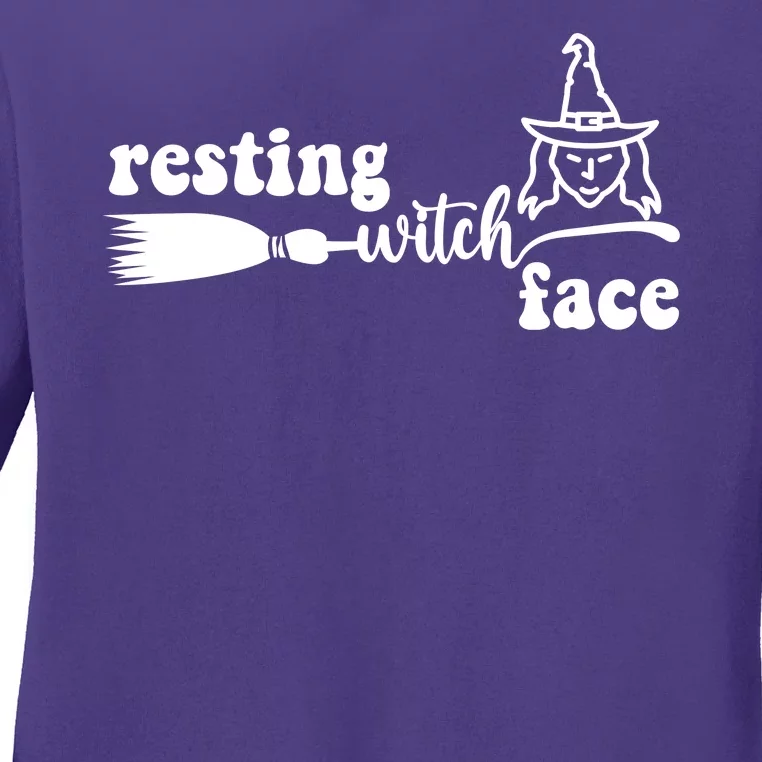 Resting Witch Face Funny Halloween Ladies Long Sleeve Shirt