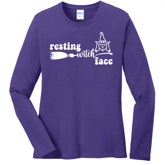 Resting Witch Face Funny Halloween Ladies Long Sleeve Shirt