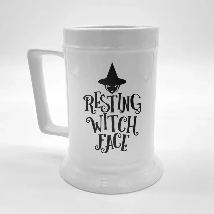 Resting Witch Face Funny Halloween Gift Front & Back Beer Stein