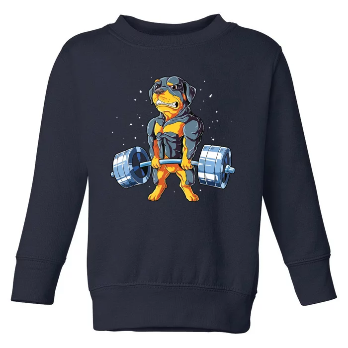 Rottweiler Weightlifting Funny Deadlift Men Fitness Gym Gift Toddler Sweatshirt