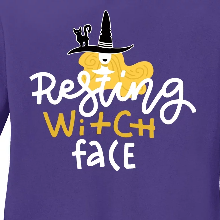 Resting Witch Face Funny Halloween Ladies Long Sleeve Shirt