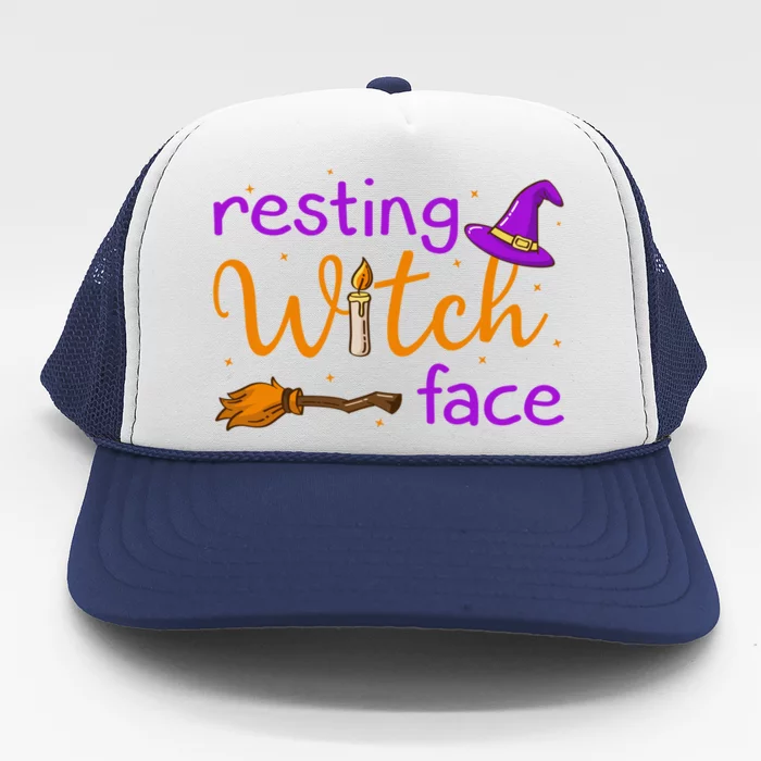 Resting Witch Face Funny Witch Halloween Costume Funny Gift Trucker Hat