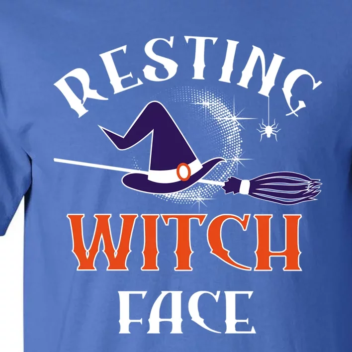 Resting Witch Face Funny Spooky Broomstick Halloween Party Gift Tall T-Shirt