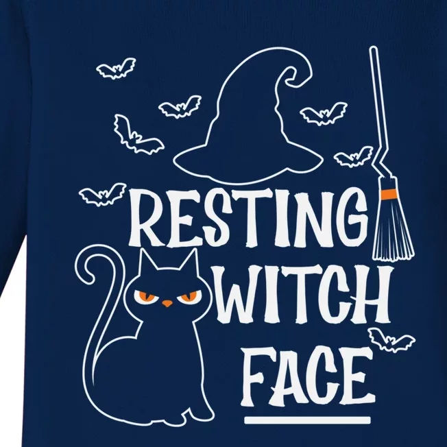 Resting Witch Face Halloween Design Cute Gift Baby Long Sleeve Bodysuit