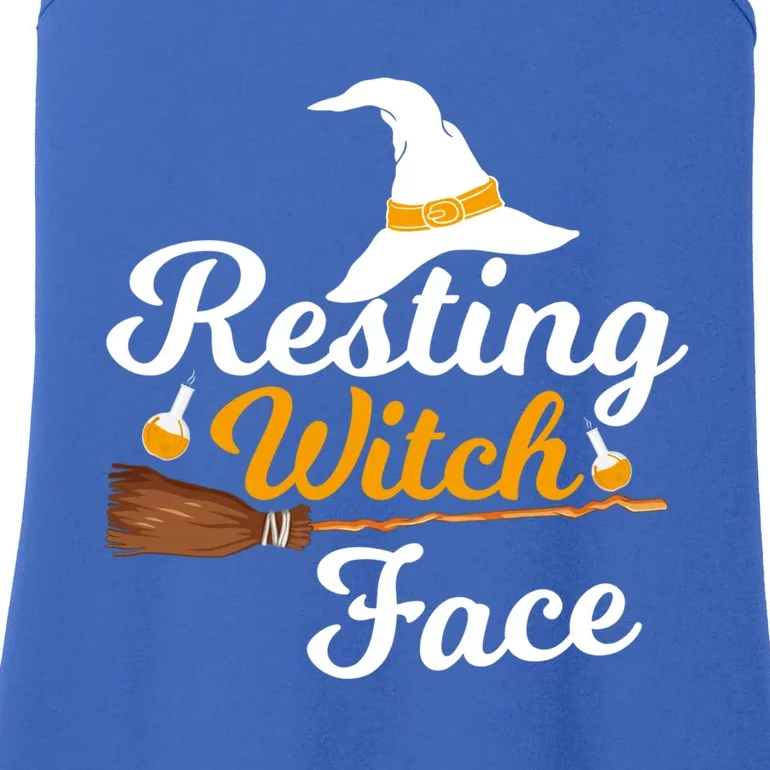 Resting Witch Face Broomstick Cute Spooky Party Gift Ladies Essential Tank