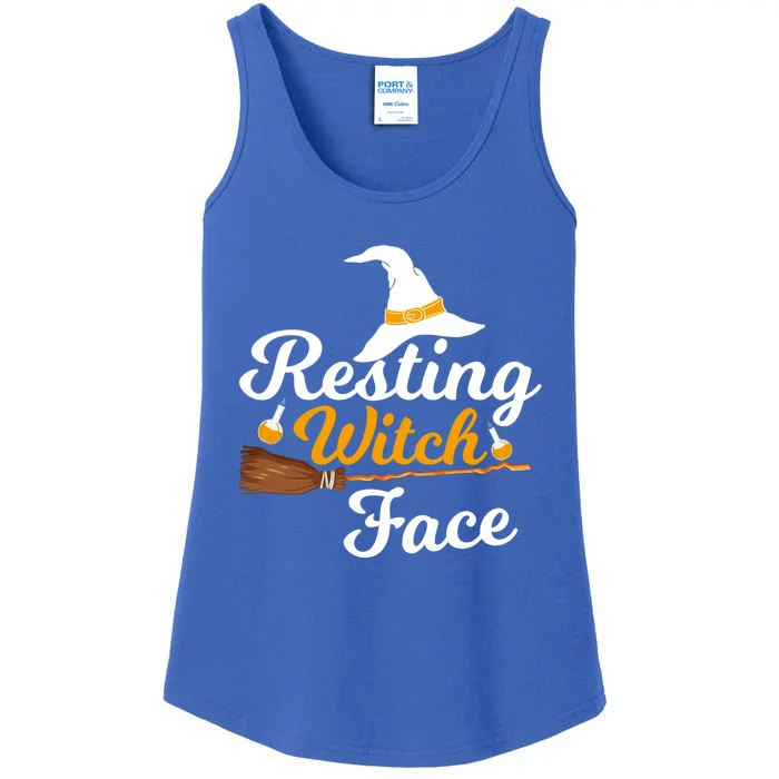 Resting Witch Face Broomstick Cute Spooky Party Gift Ladies Essential Tank