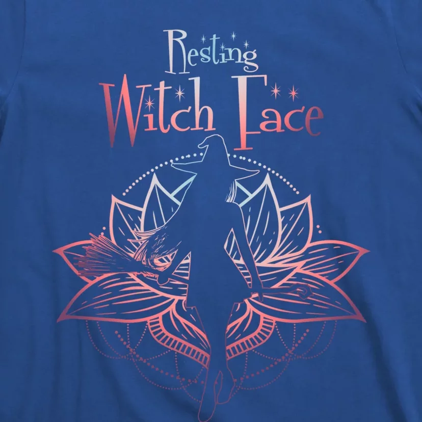 Resting Witch Face Halloween Lotus Flower For Yogi Witch Funny Gift T-Shirt