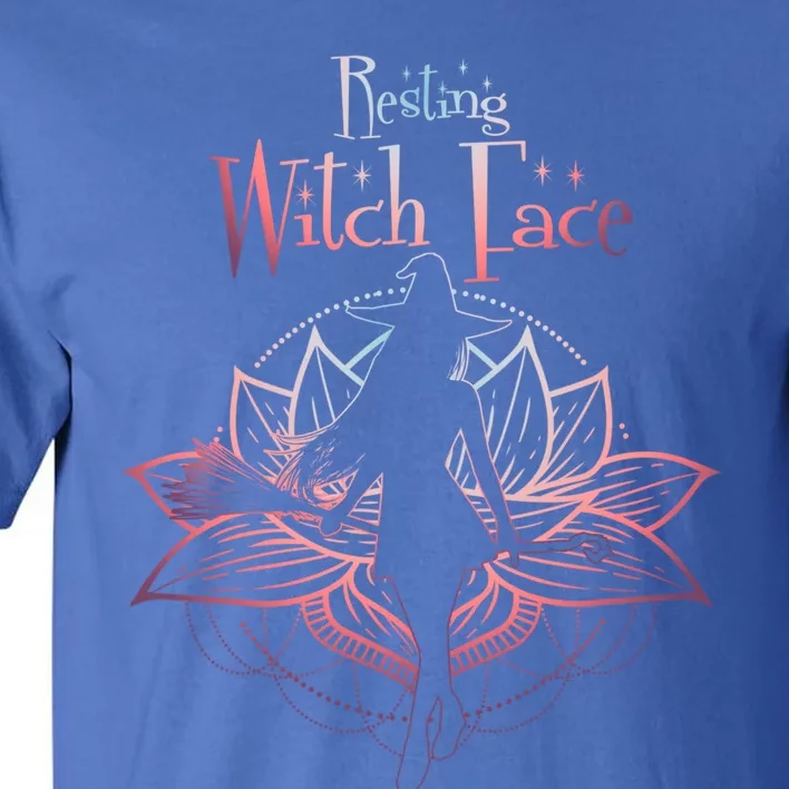 Resting Witch Face Halloween Lotus Flower For Yogi Witch Funny Gift Tall T-Shirt