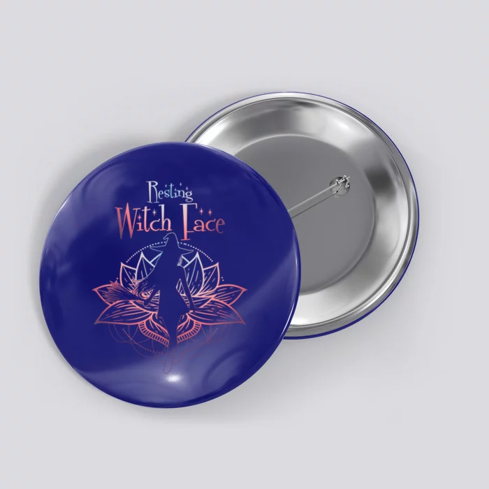 Resting Witch Face Halloween Lotus Flower For Yogi Witch Funny Gift Button