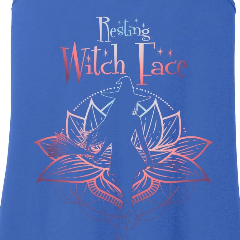 Resting Witch Face Halloween Lotus Flower For Yogi Witch Funny Gift Ladies Essential Tank