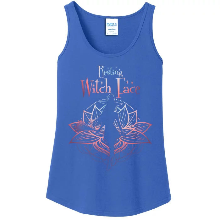 Resting Witch Face Halloween Lotus Flower For Yogi Witch Funny Gift Ladies Essential Tank