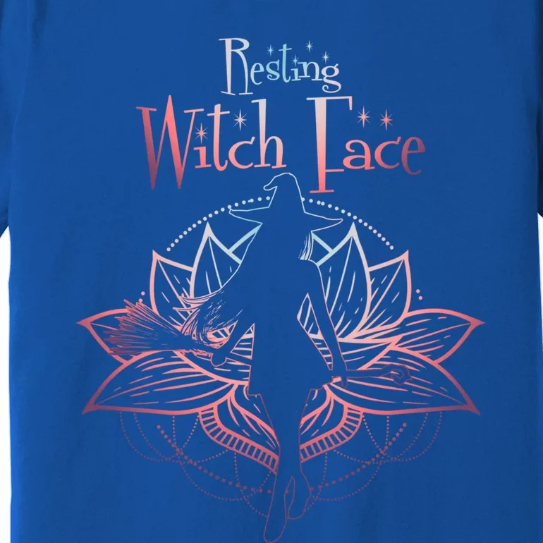 Resting Witch Face Halloween Lotus Flower For Yogi Witch Funny Gift Premium T-Shirt