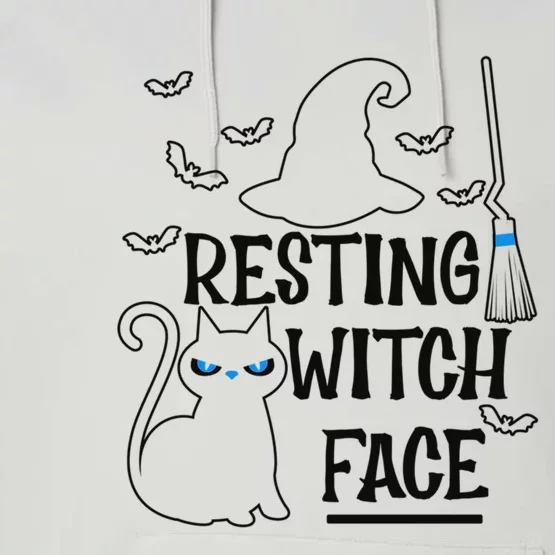 Resting Witch Face Halloween Design Gift Performance Fleece Hoodie